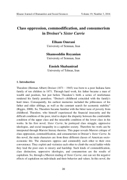 Class oppression, commodification, and consumerism in Dreiser`s