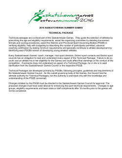 2016 SASKATCHEWAN SUMMER GAMES TECHNICAL PACKAGE