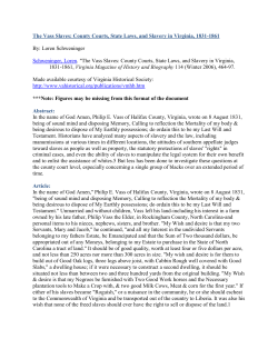 The Vass Slaves: County Courts, State Laws, and Slavery in Virginia