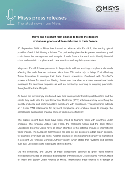 Misys and FircoSoft form alliance to tackle the dangers of dual