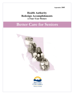 Health Authority Redesign Accomplishments - A Four