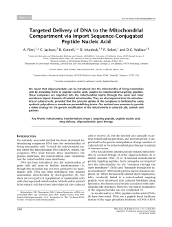 Targeted Delivery of DNA to the Mitochondrial - Bio