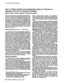 Use of a Rapid, SensitiveImmunoradiometricAssayfor Thyrotropinto
