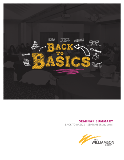 Back To Basics Seminar Summary