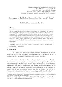Sovereignty in the Modern Context: How Far Have We Come?