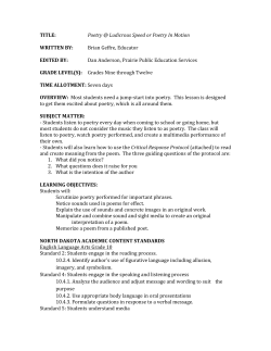 TITLE: Poetry @ Ludicrous Speed or Poetry In Motion WRITTEN BY