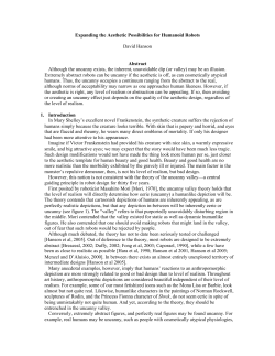 Expanding the Aesthetic Possibilities for Humanoid