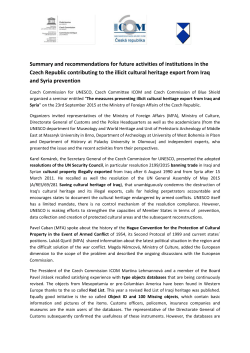 Summary and recommendations for future activities of