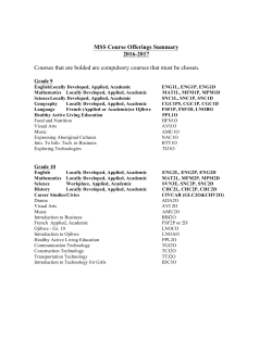 MSS Course Offerings Summary 2016