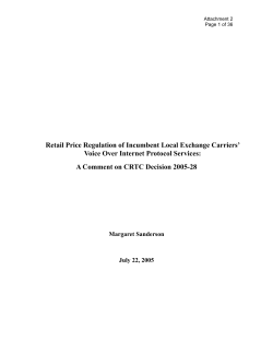 Retail Price Regulation of Incumbent Local Exchange Carriers
