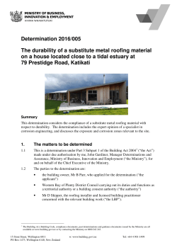Determination 2016-005 The durability of a substitute metal roofing