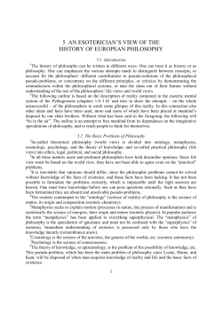5 an esoterician`s view of the history of european philosophy