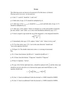 Errata The following errors are known to be present in The