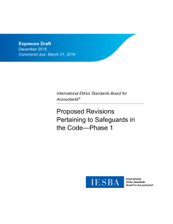 Proposed Revisions Pertaining to Safeguards in the Code&mdash;Phase 1
