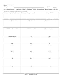 CH 151 Nomenclature Self Quiz