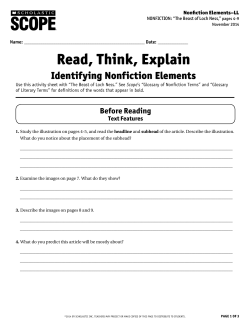 Read, Think, Explain Identifying Nonfiction Elements