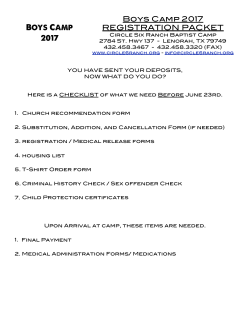 Boys (RA) Camp Registration 2017