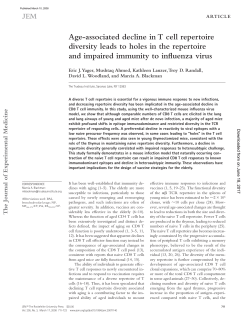 Age-associated decline in T cell repertoire diversity leads to