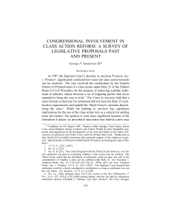 congressional involvement in class action reform: a survey of
