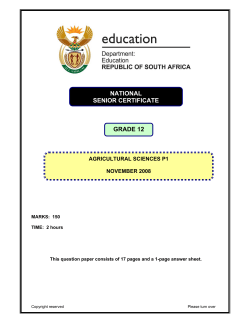Agricultural Science - Department of Basic Education