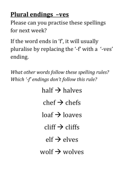 half &rarr; halves chef &rarr; chefs loaf &rarr; loaves cliff &rarr; cliffs elf &rarr; elves