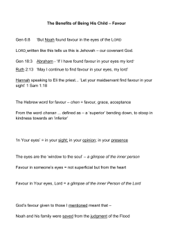 The Benefits of Being His Child &ndash; Favour Gen 6:8