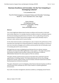 Business Excellence and Innovation: Are the Two Competing or