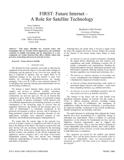 FIRST: Future Internet &ndash; A Role for Satellite Technology