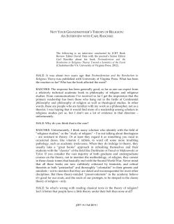 An Interview with Carl Raschke - Journal for Cultural and Religious