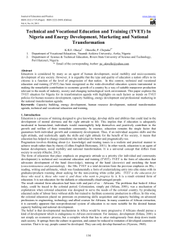 Technical and Vocational Education and Training (TVET) In Nigeria