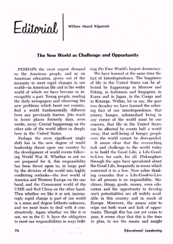 The New World as Challenge and Opportunity