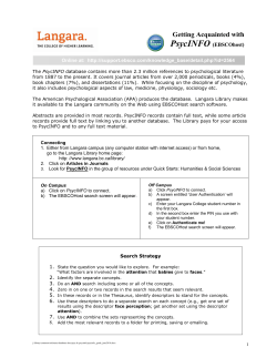 Getting Acquainted with PsycINFO (EBSCO)