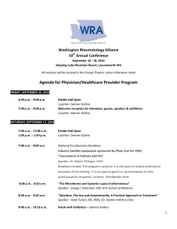 Agenda for Physician/Healthcare Provider Program