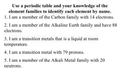 Use a periodic table and your knowledge of the element families to