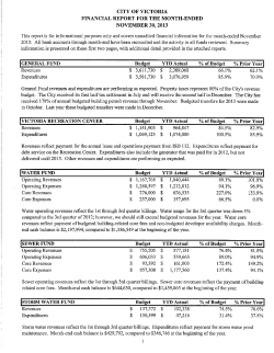 November 2013 Financial Report