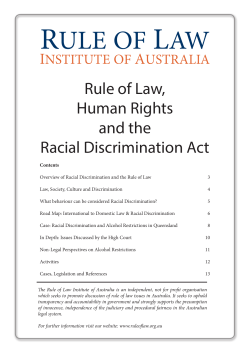 Human Rights and the Racial Discrimination Act