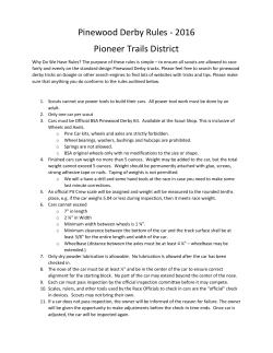 Pinewood Derby Rules - 2016 Pioneer Trails District