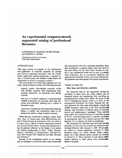 An Experimental Computer-Stored, Augmented Catalog of