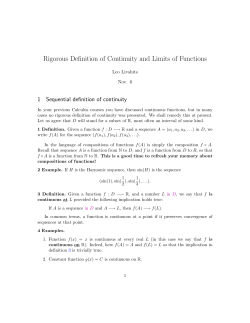 Rigorous Definition of Continuity and Limits of Functions