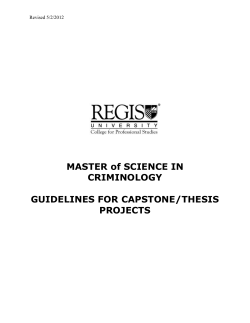 MASTER of SCIENCE IN CRIMINOLOGY