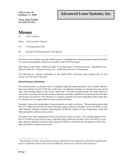 Unearned - Earned - Advanced Lease Systems