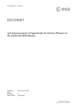 3rd Announcement of Opportunity for Science - Cosmos