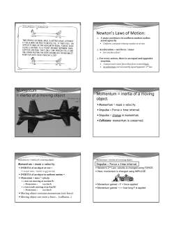Momentum = inertia of a moving object