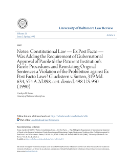 Constitutional Law &mdash; Ex Post Facto - ScholarWorks