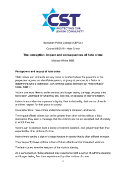 The perception, impact and consequences of hate crime