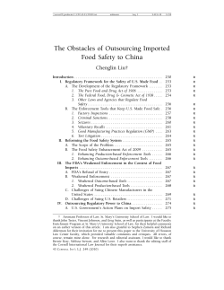 The Obstacles of Outsourcing Imported Food Safety to China