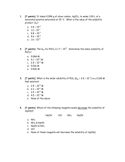1. [7 points] It takes 0.098 g of silver iodate, AgIO3, to make 1.00