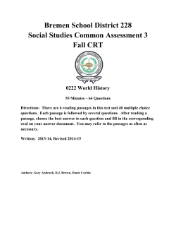 World History Type II CA 3 Fall CRT Post-Test