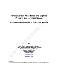 Pennsylvania`s Abandoned and Blighted Property Conservatorship