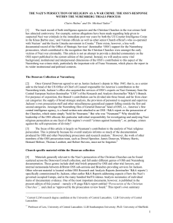 THE NAZI`S PERSECUTION OF RELIGION AS A WAR CRIME: THE